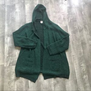 5/$25 Effeci 2X Green & Black Hooded Cardigan